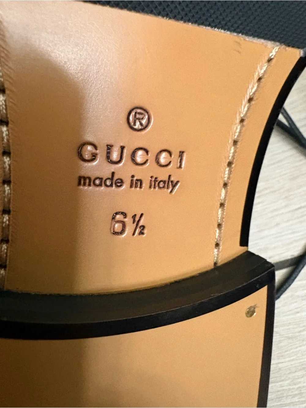 Brand new with box Gucci Black Leather Derby Shoes gg size 6.5 us 7.5